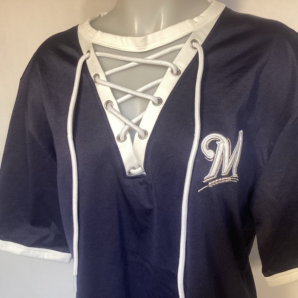 Milwaukee Brewers PINK Victoria’s Secret Oversized Women’s Jersey Size XS - Picture 4 of 9